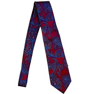 Daniel Du Fasson Studio Handmade Red and Blue Paisley Silk Tie